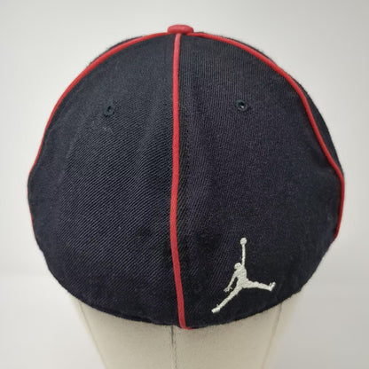 Jordan Baseball Cap Black Red Wool Fitted Hat 7 1/4 Jumpman Logo Embroidered