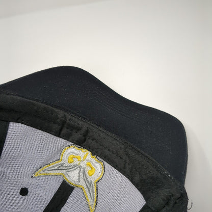 Hoots Strapback Hat Black One Size Adjustable Embroidered 6 Panel Cotton APC