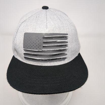 American Flag Snapback Hat Gray OS Adjustable Patriotic Vented Holes 6 Panel