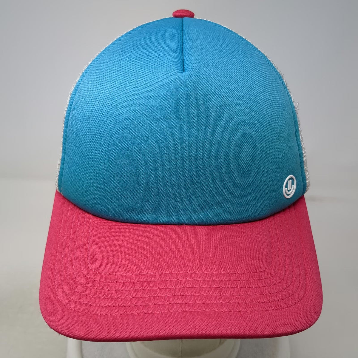NEFF Trucker Hat Blue Pink One Size Mesh Snapback Polyester Hat Small Logo
