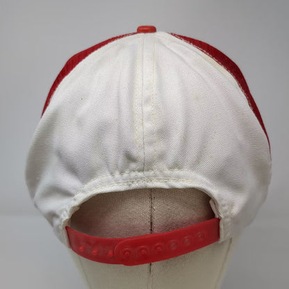 BULL SHIPPER Hat White Red Snapback 7 5/8 Trucker Mesh Back Patch Vintage USA