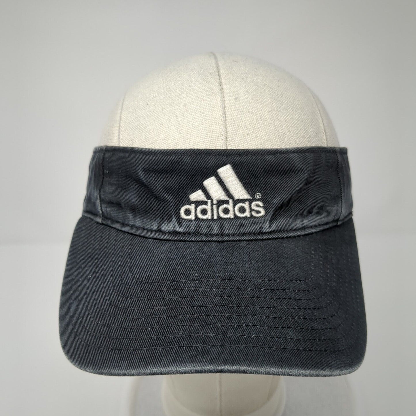 Adidas 3 Stripes Strapback Sun Visor Hat Black One Size Adjustable