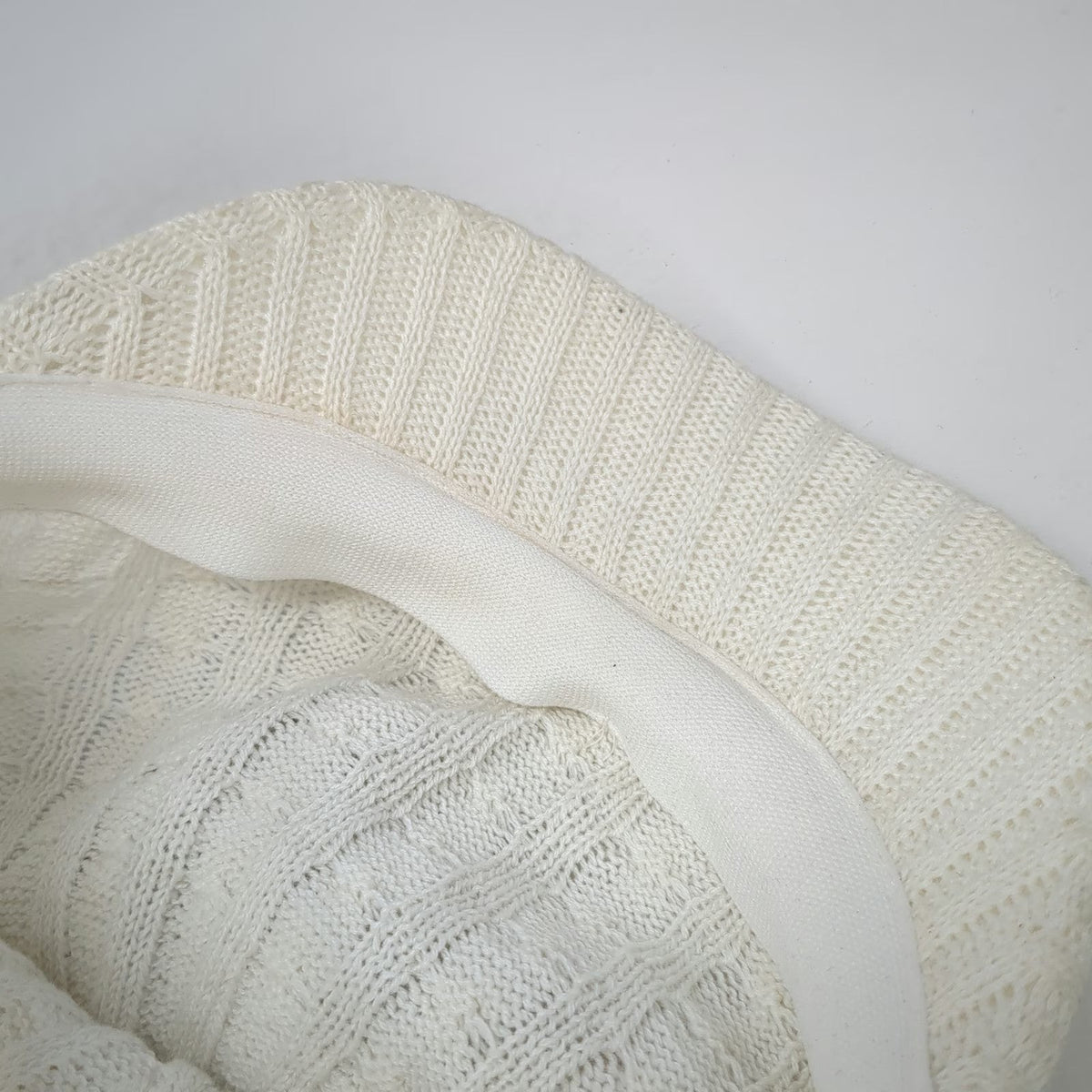 Army Cap White One Size Cable Knit Cotton Blend Brimmed Visor Stretch Solid Hat