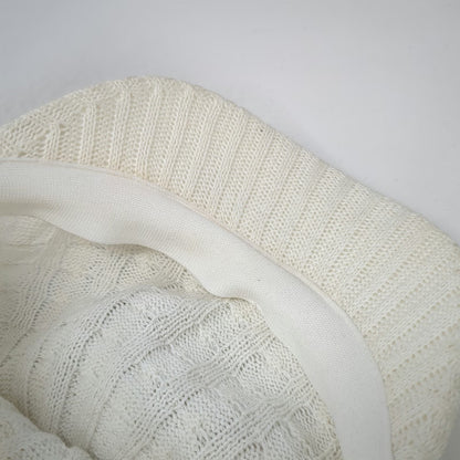 Army Cap White One Size Cable Knit Cotton Blend Brimmed Visor Stretch Solid Hat