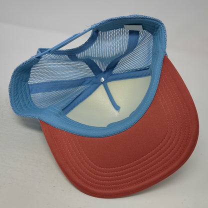 Retro America Patriotic Graphic Trucker Hat Ivory Blue Red One Size Snapback