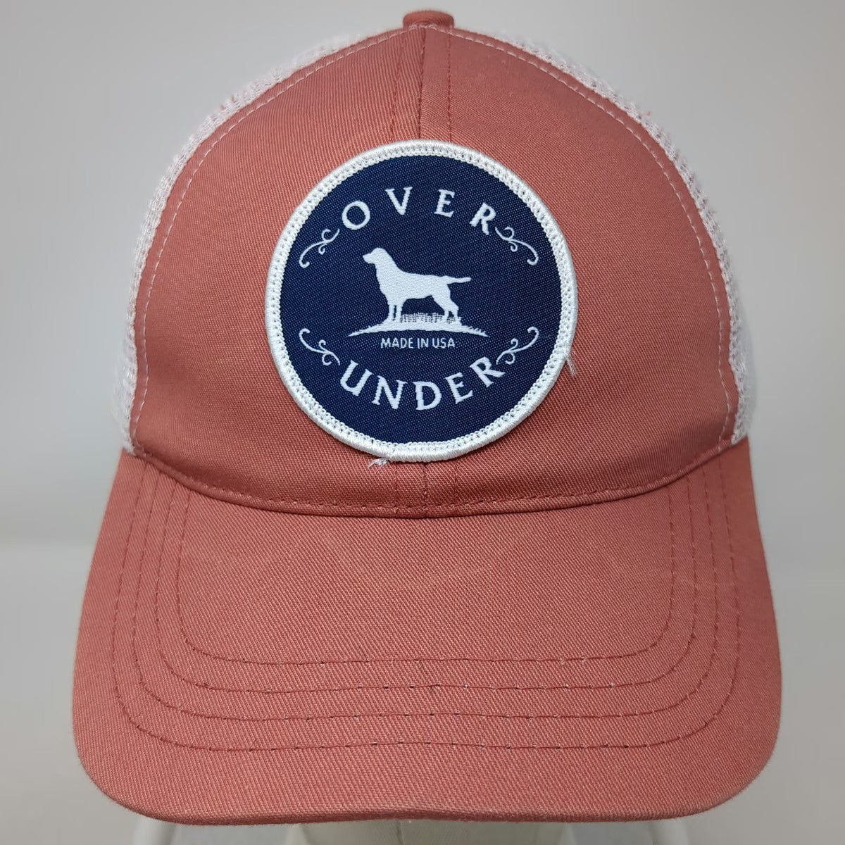 Over Under Trucker Hat Pink One Size Labrador Dog Patch Mesh Back Snapback Hat