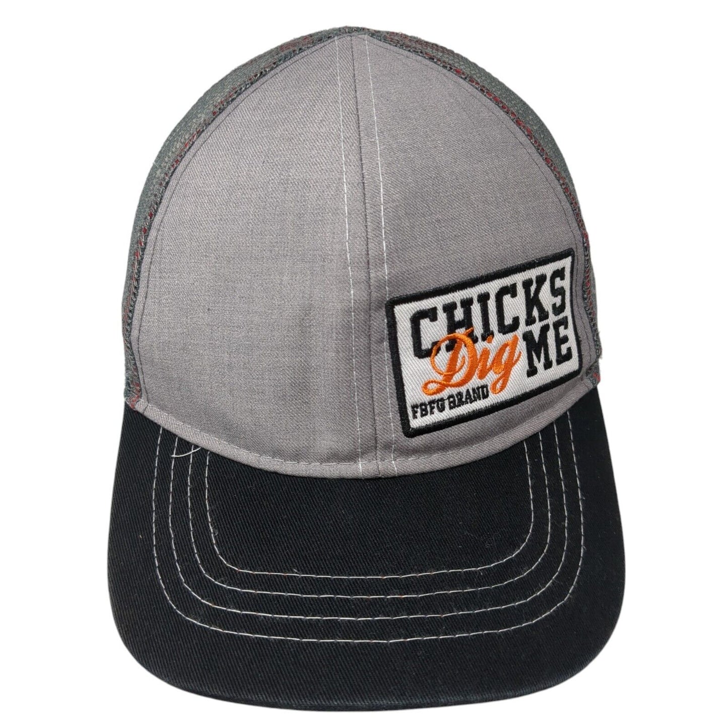 Chicks Dig Me Snapback Trucker Hat Gray One Size Mesh Back Colorblock