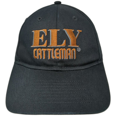 Ely Cattleman Black One Size Baseball Cap Embroidered Logo Strapback Hat