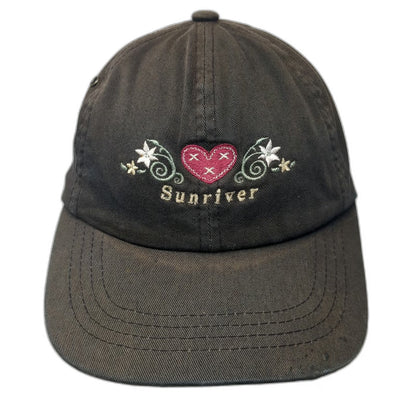 SDI Baseball Cap Black One Size Sunriver Heart Flowers Cotton Embroidered Hat