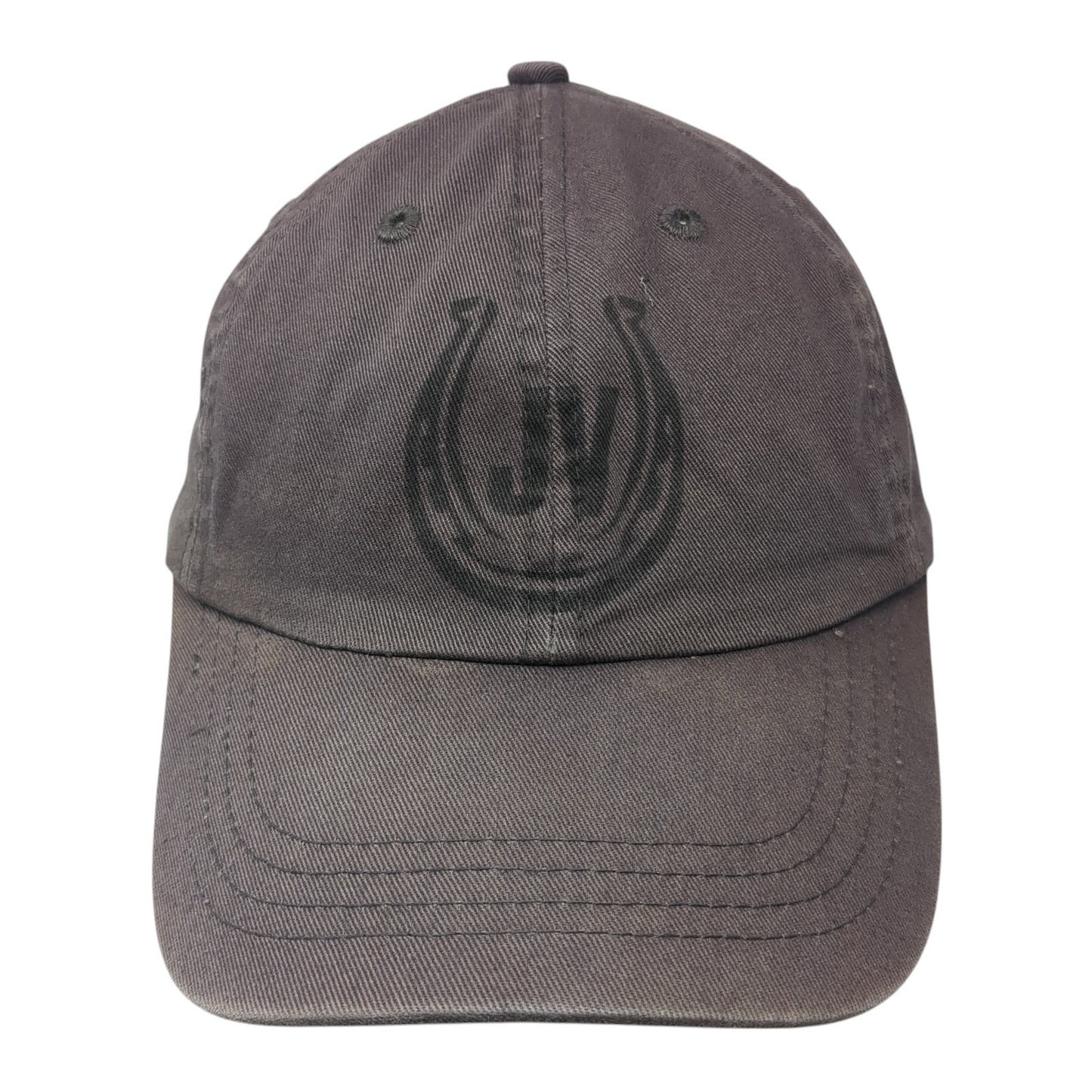 JV Horseshoe Slideback Hat Gray One Size Adjustable Solid 6 Panel