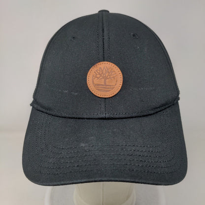 Timberland Leather Patch Strapback Hat Black One Size Adjustable Solid