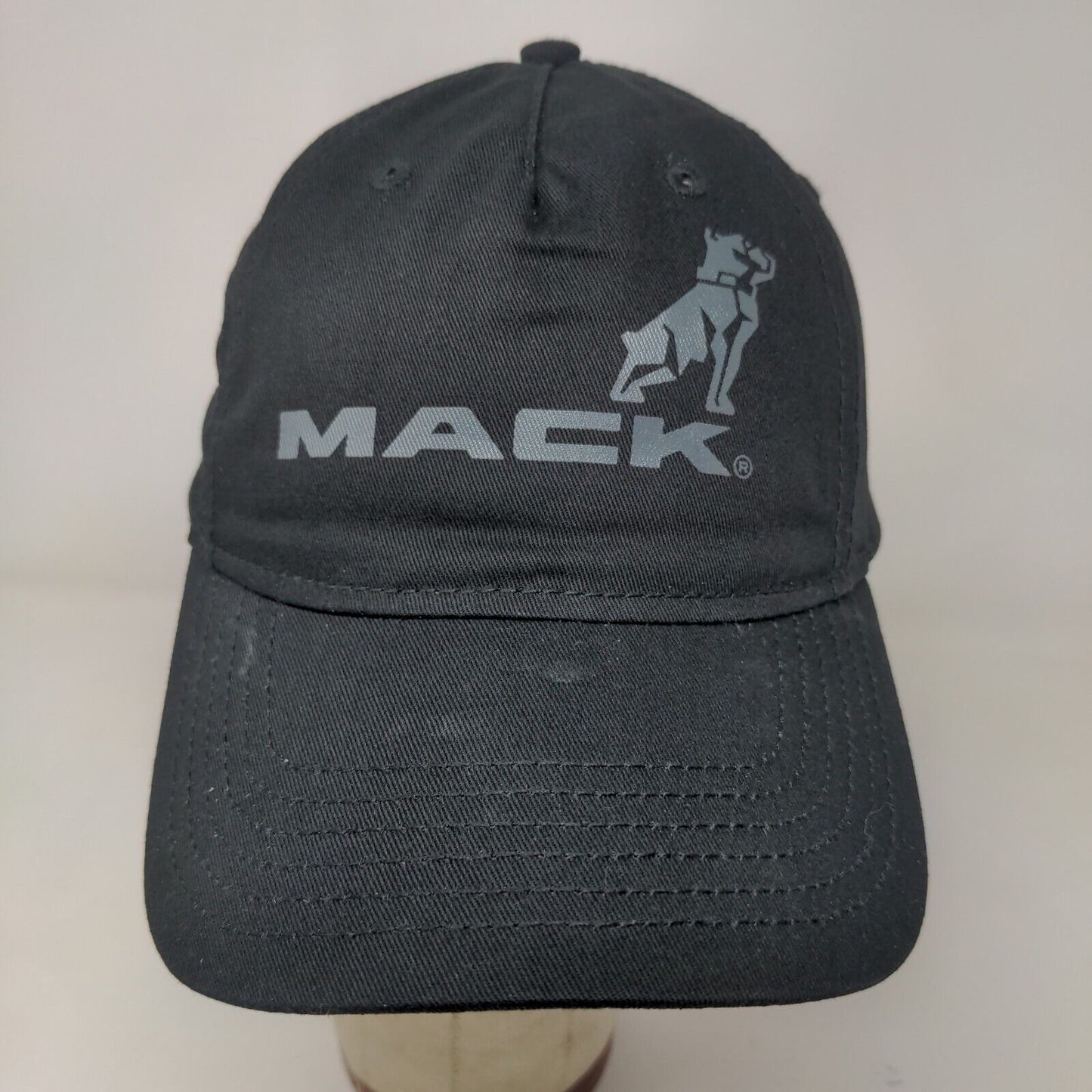 Mack Trucks Men's Strapback Hat Black Graphic Bulldog Logo Adjustable