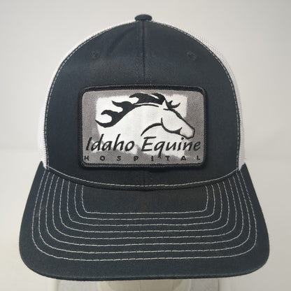 Idaho Equine Hospital Snapback Trucker Hat Black One Size Mesh Back