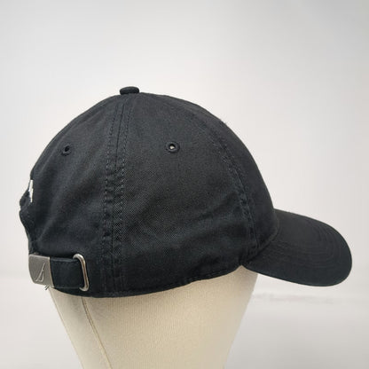 Nautica Baseball Cap Black One Size Sailboat Logo Slideback Curved Brim Hat