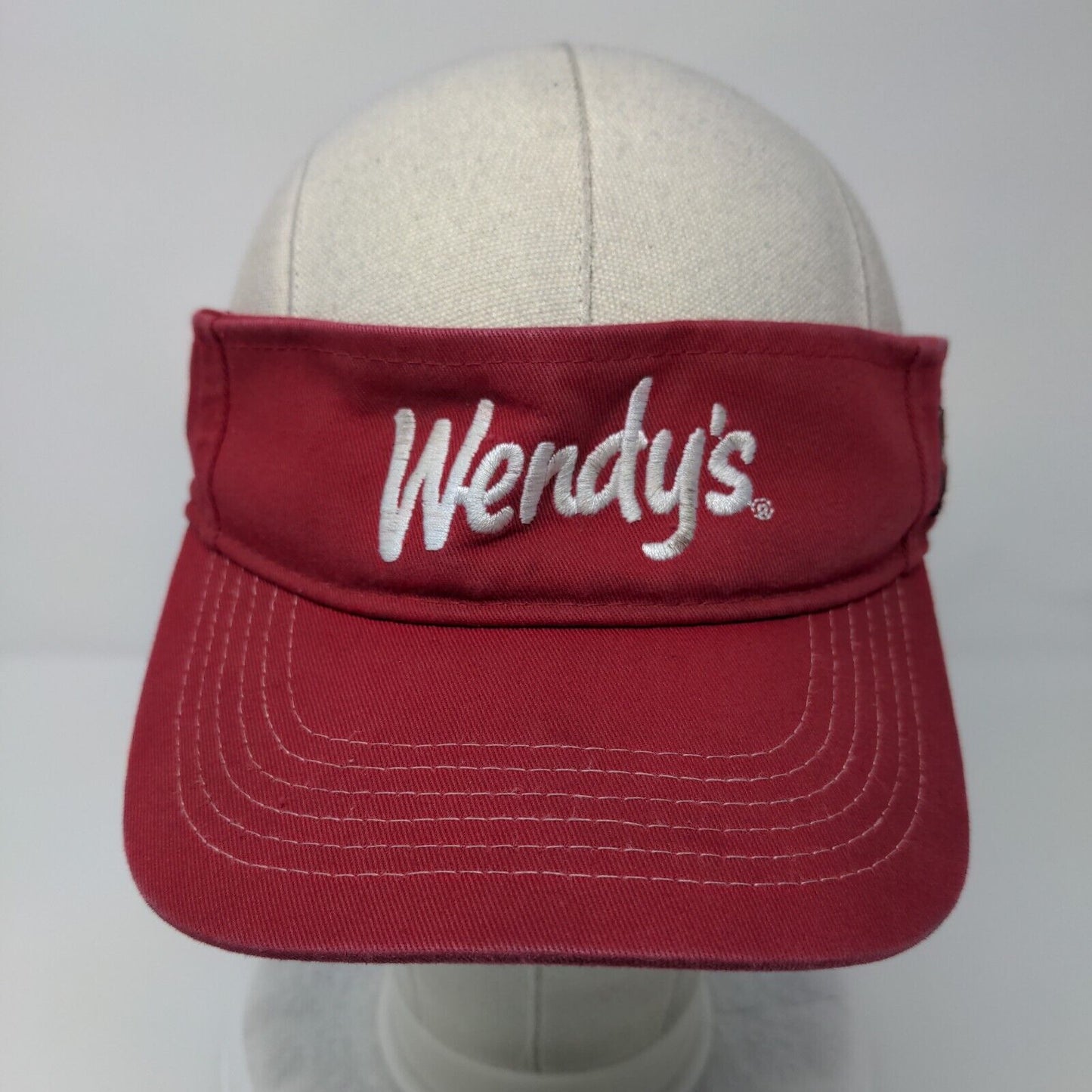 Wendy's Strapback Visor Hat Red OSFA Embroidered Employee Uniform