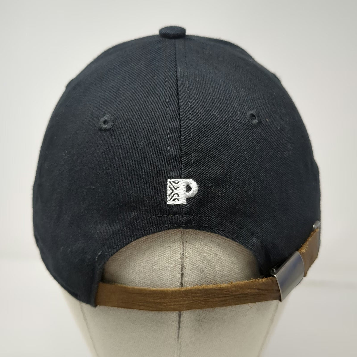 Peet's Coffee Baseball Cap Black One Size Leather Strap Slideback 6 Panel Hat