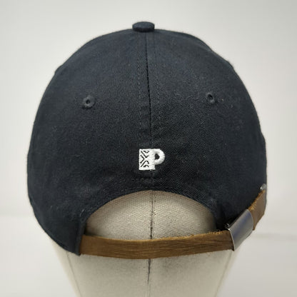 Peet's Coffee Baseball Cap Black One Size Leather Strap Slideback 6 Panel Hat