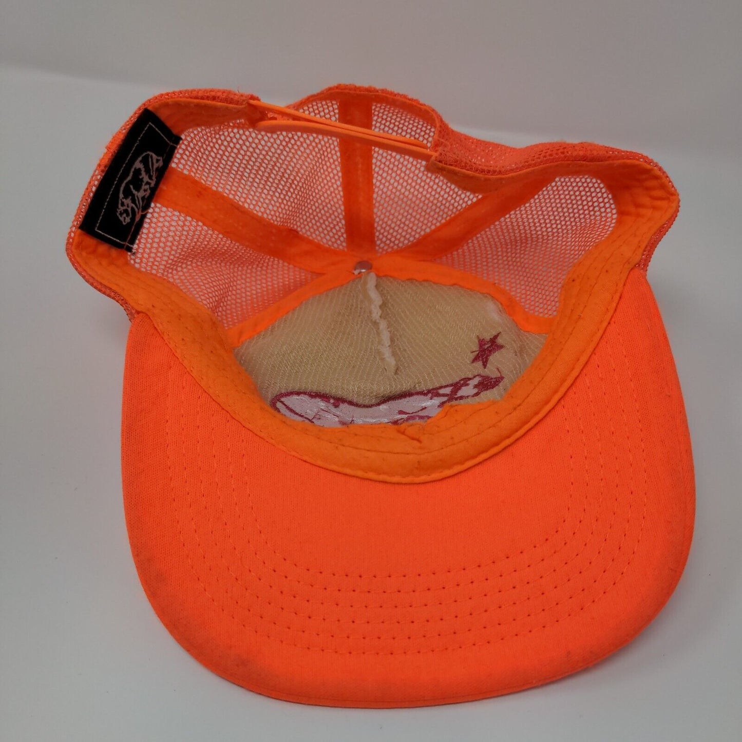 Cali Bear Snapback Mesh Back Trucker Hat Orange One Size Embroidered