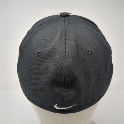 Nike One Fitted Golf Hat Black M/L Embroidered Swoosh Solid 6 Panel