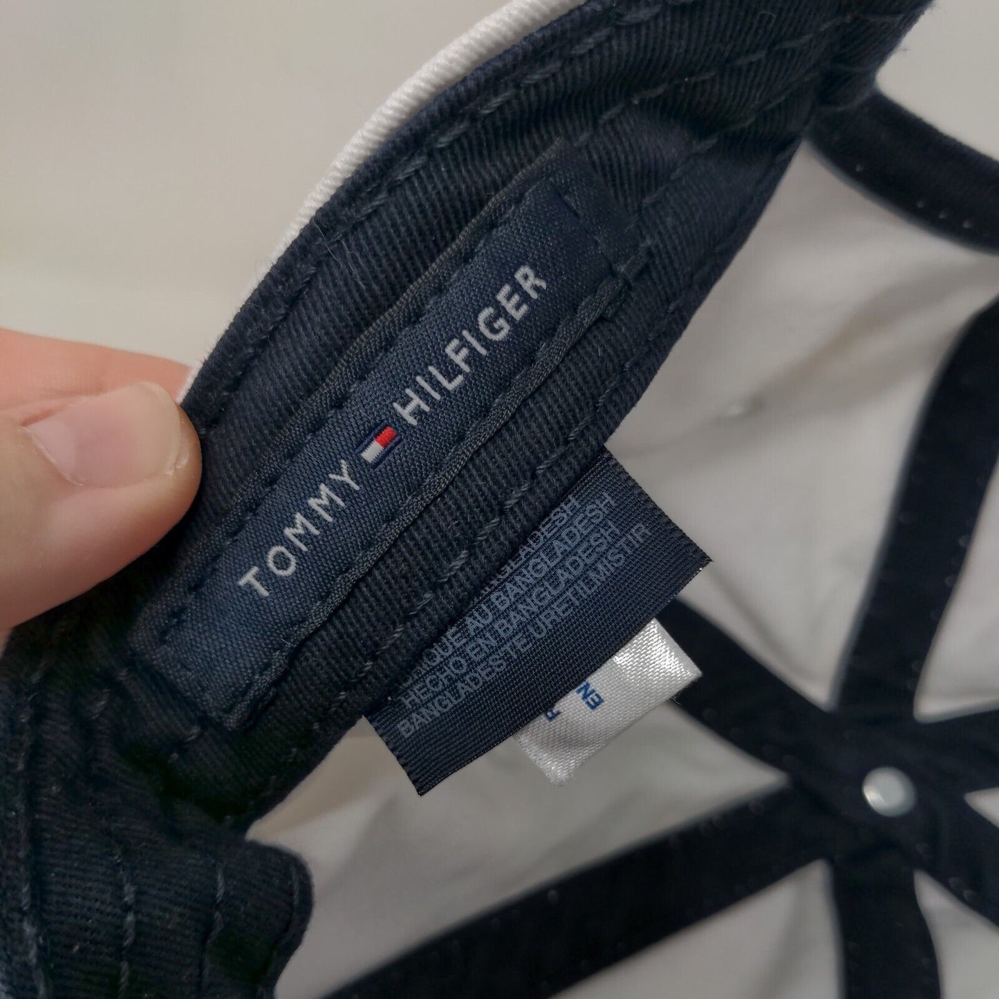 Tommy Hilfiger Slideback Hat White One Size Embroidered Leather Strap