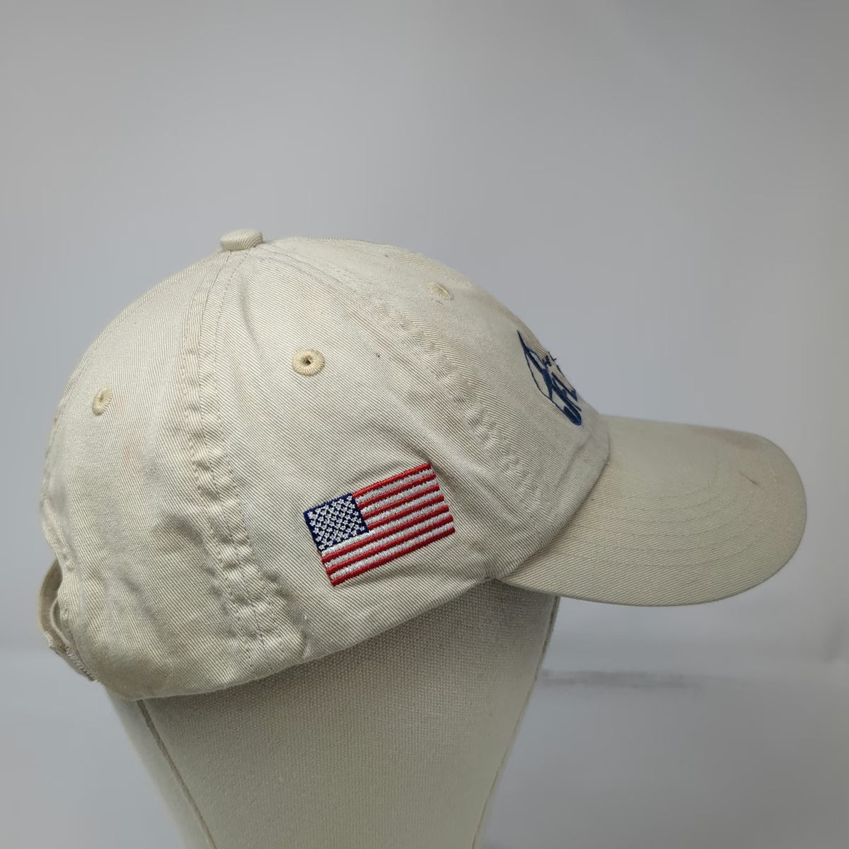 Flying J Baseball Cap Beige One Size USA Flag Hit The Road Strapback Hat