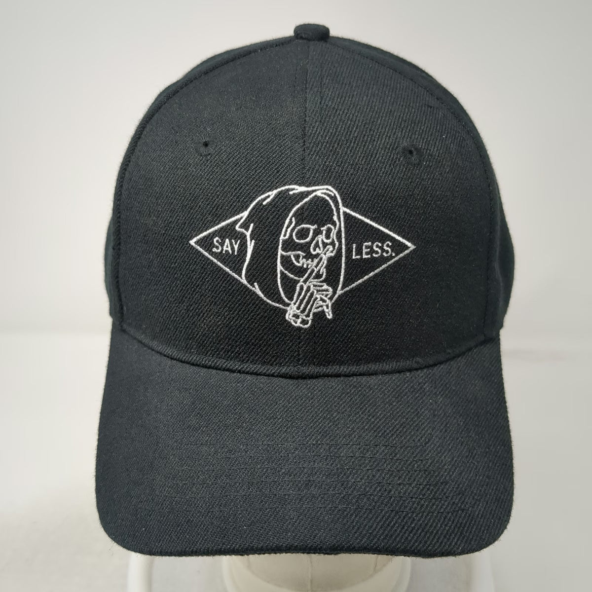 GLD Say Less Reaper Snapback Hat Black One Size Acrylic Wool Embroidered Graphic