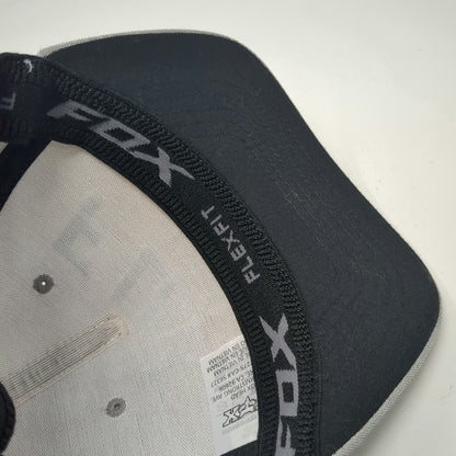 Fox 5 Panel Gray M Hat Blue Raised Logo Flexfit Fitted Curved Brim