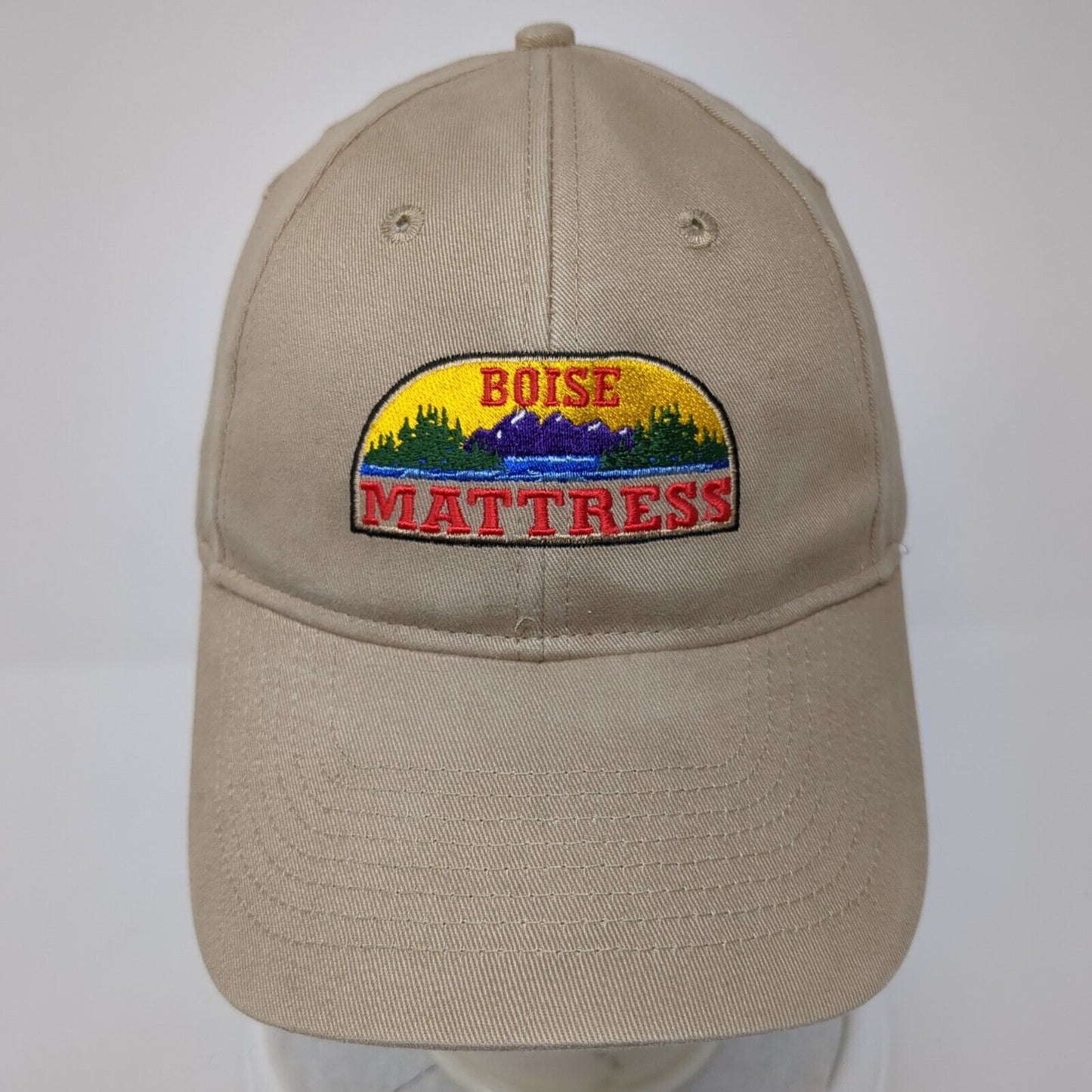Boise Mattress Strapback Hat Tan One Size Adjustable Embroidered KC
