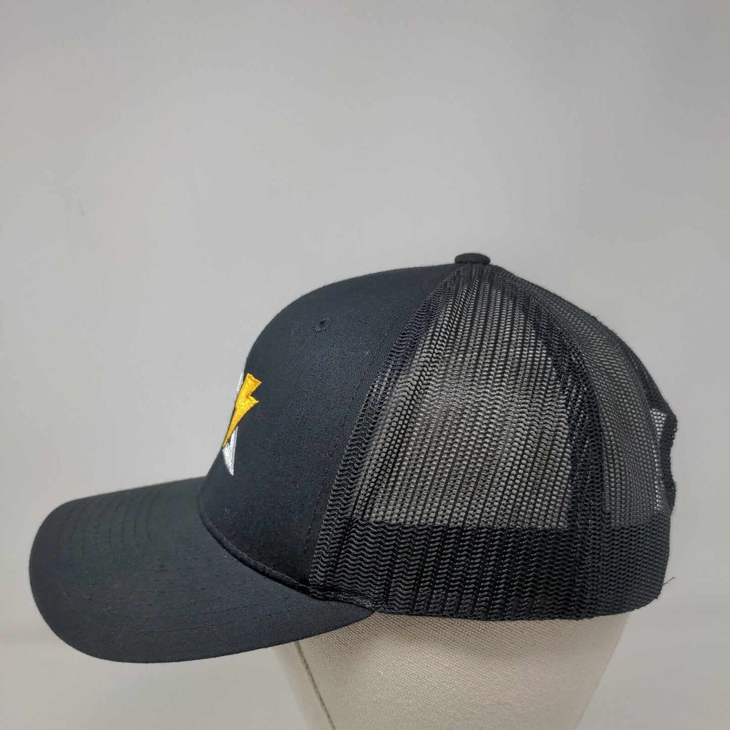 Lightning Bolt Snapback Trucker Hat Black OS Adjustable Mesh Back Richardson