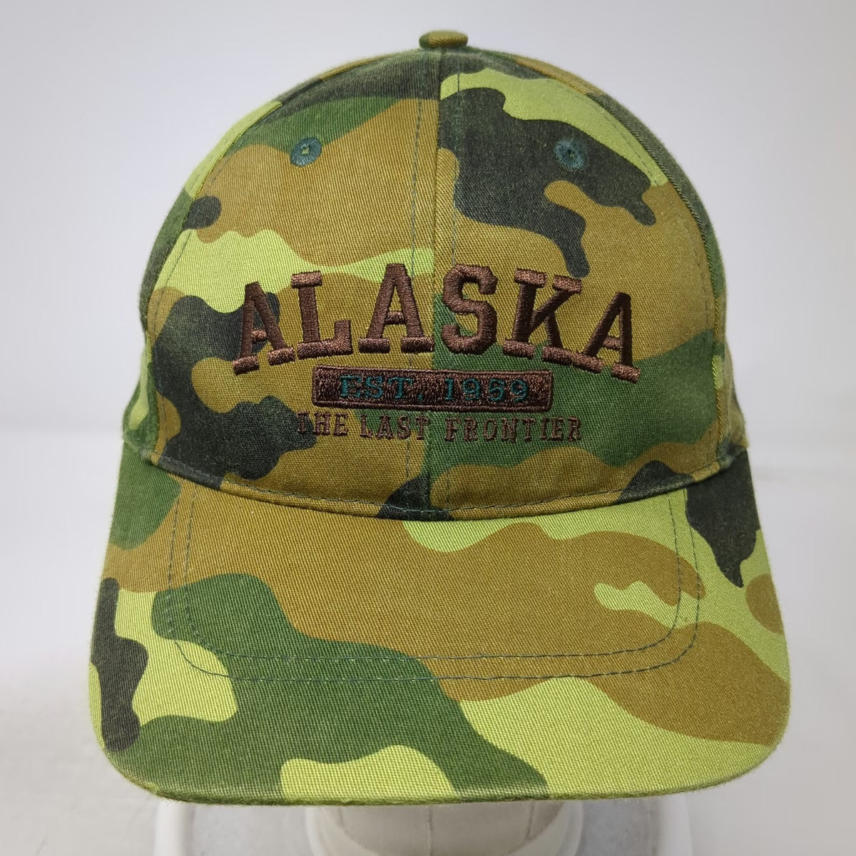 Alaska Gear Baseball Cap Green Camo One Size Embroidered Last Frontier Hat