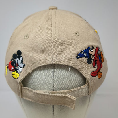 Disney Baseball Cap Beige One Size Mickey Mouse Multi Character Strapback Hat