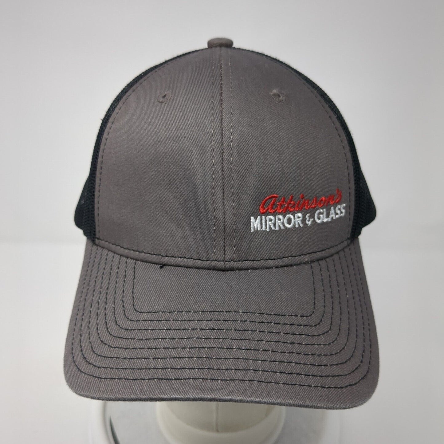 Atkinson's Mirror & Glass Snapback Trucker Hat Gray One Size Mesh Back