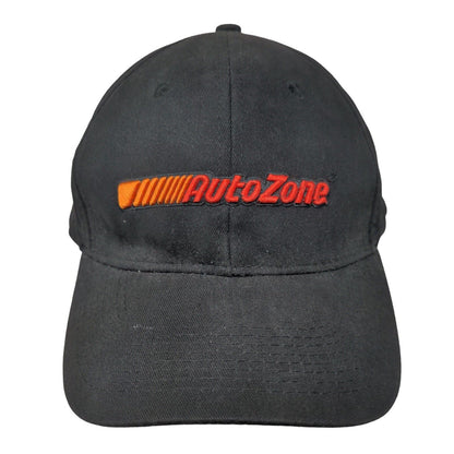 Auto Zone Strapback Hat Black OSFA Adjustable Embroidered Vented Holes 6 Panel