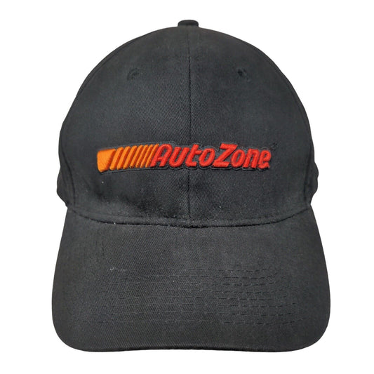 Auto Zone Strapback Hat Black OSFA Adjustable Embroidered Vented Holes 6 Panel