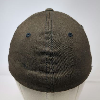 Fox 5 Panel Brown M Hat Flexfit Stretch Fit Embroidered Logo Fitted Cotton