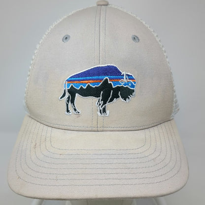 Patagonia Trucker Hat Gray One Size Mesh Back Embroidered Bison Mountain Logo