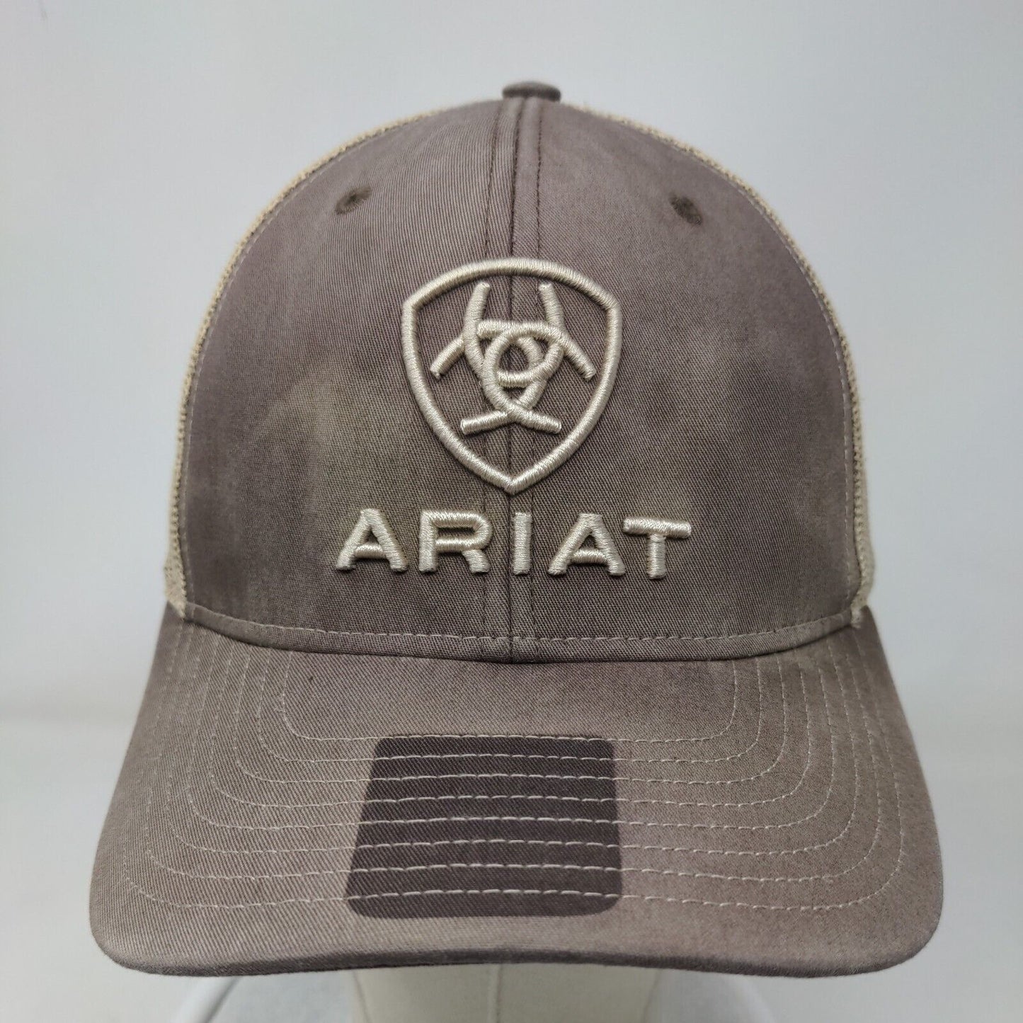 Ariat Snapback Trucker Hat Brown One Size Embroidered Mesh Back Richardson