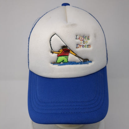 Living The Dream Snapback Trucker Hat Blue OS Adjustable Embroidered Mesh Back