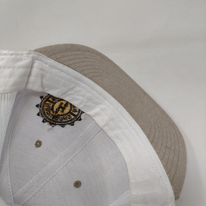 Hopworks Brewery Snapback Trucker Hat Tan OSFM Adjustable Mesh Back Otto