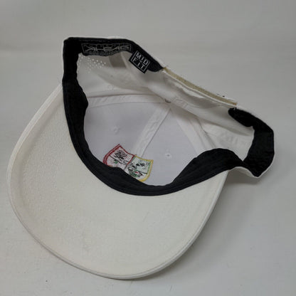 Ahead Strapback Hat White One Size Mid Fit Embroidered Logo Vented Holes