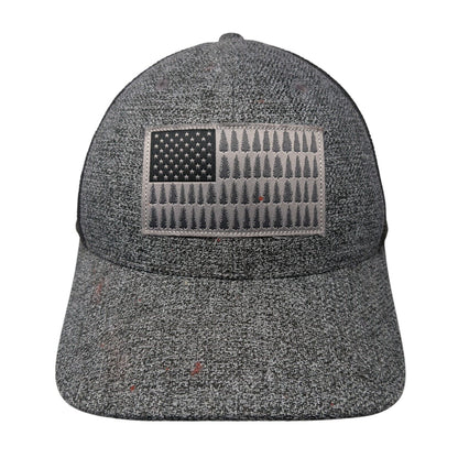 Pine Trees American Flag Fitted Trucker Hat Gray S/M Mesh Back Columbia