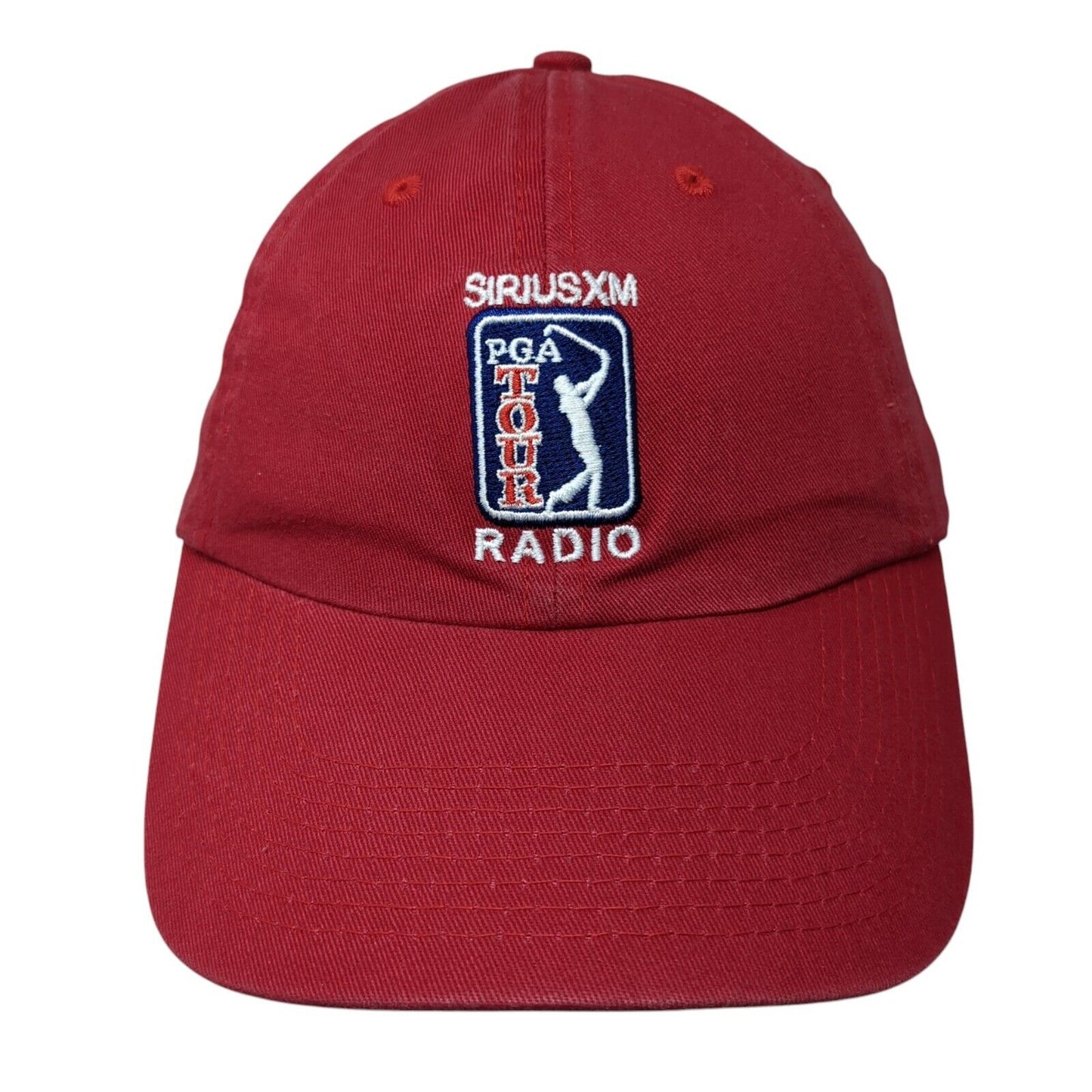 PGA Tour Siriusxm Radio Slideback Golf Hat Red OS Adjustable 6 Panel Fahrenheit