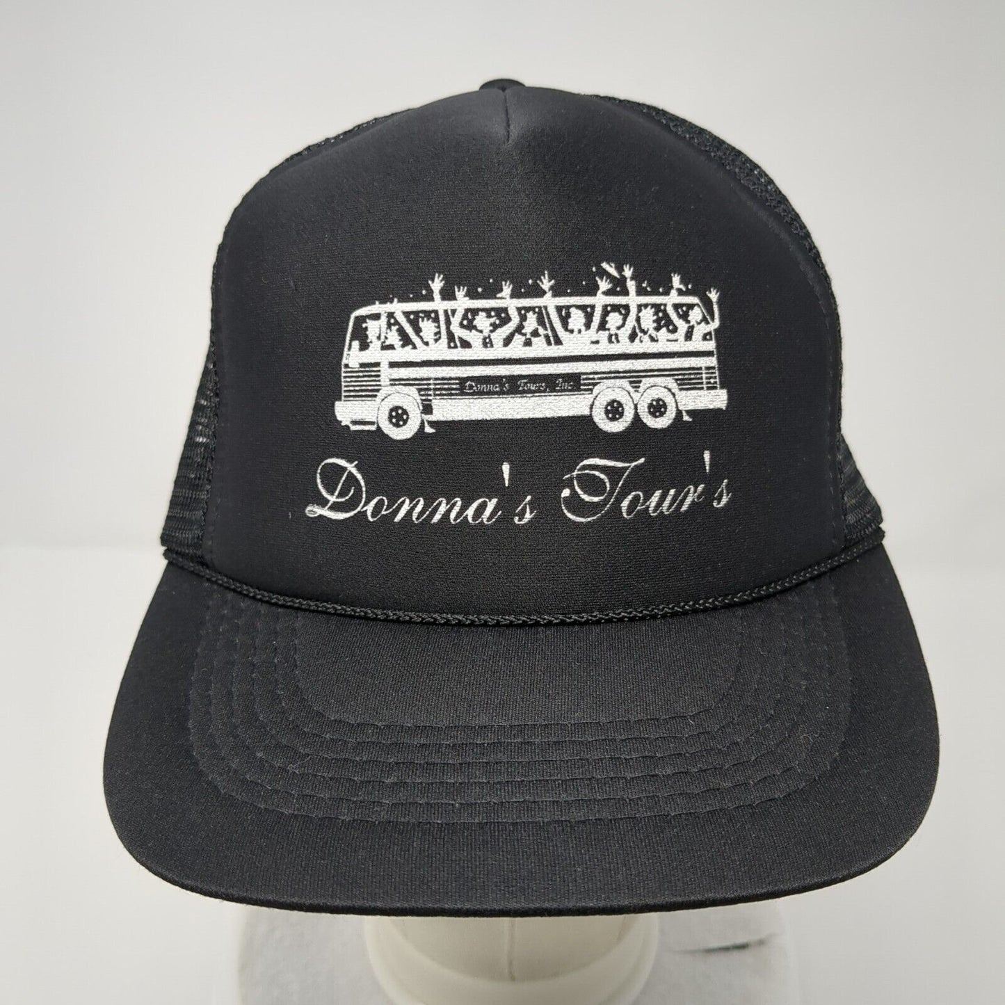 Donna's Tours Snapback Rope Trucker Hat Black OSFA Mesh Back Solid