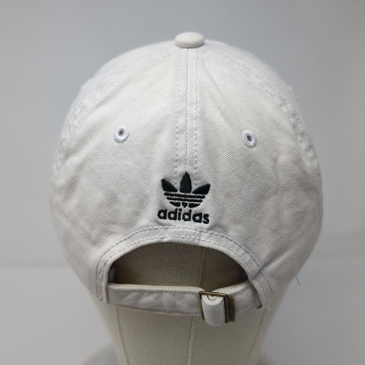 Adidas Slideback Hat White One Size Adjustable Embroidered Patch Logo Cotton