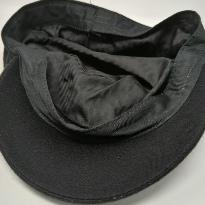 Army Cap Black One Size Ruched Gathered Crown Lined Short Brim Cadet Jersey Hat