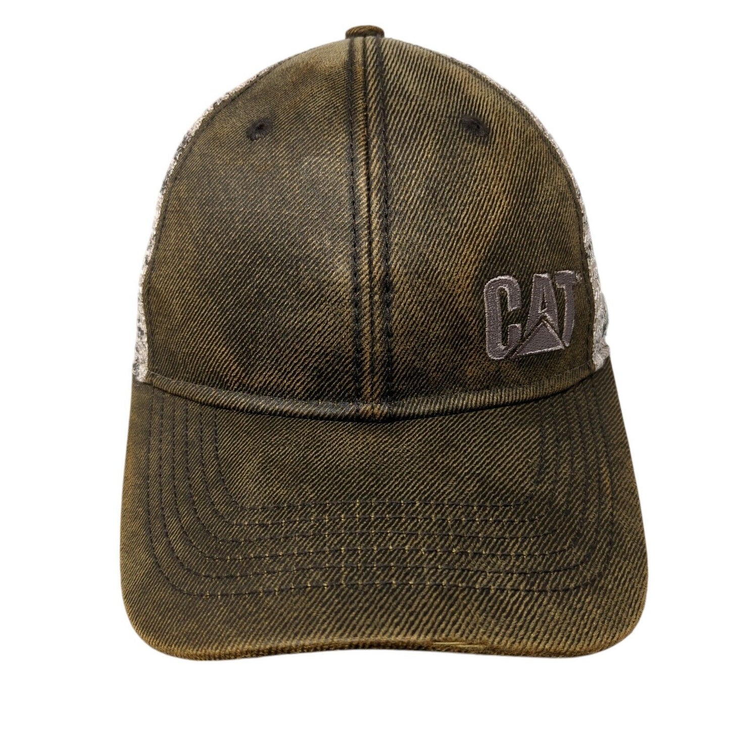 CAT Strapback Mesh Back Trucker Hat Brown OSFA Embroidered Aztec