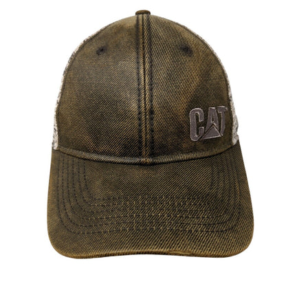 CAT Strapback Mesh Back Trucker Hat Brown OSFA Embroidered Aztec