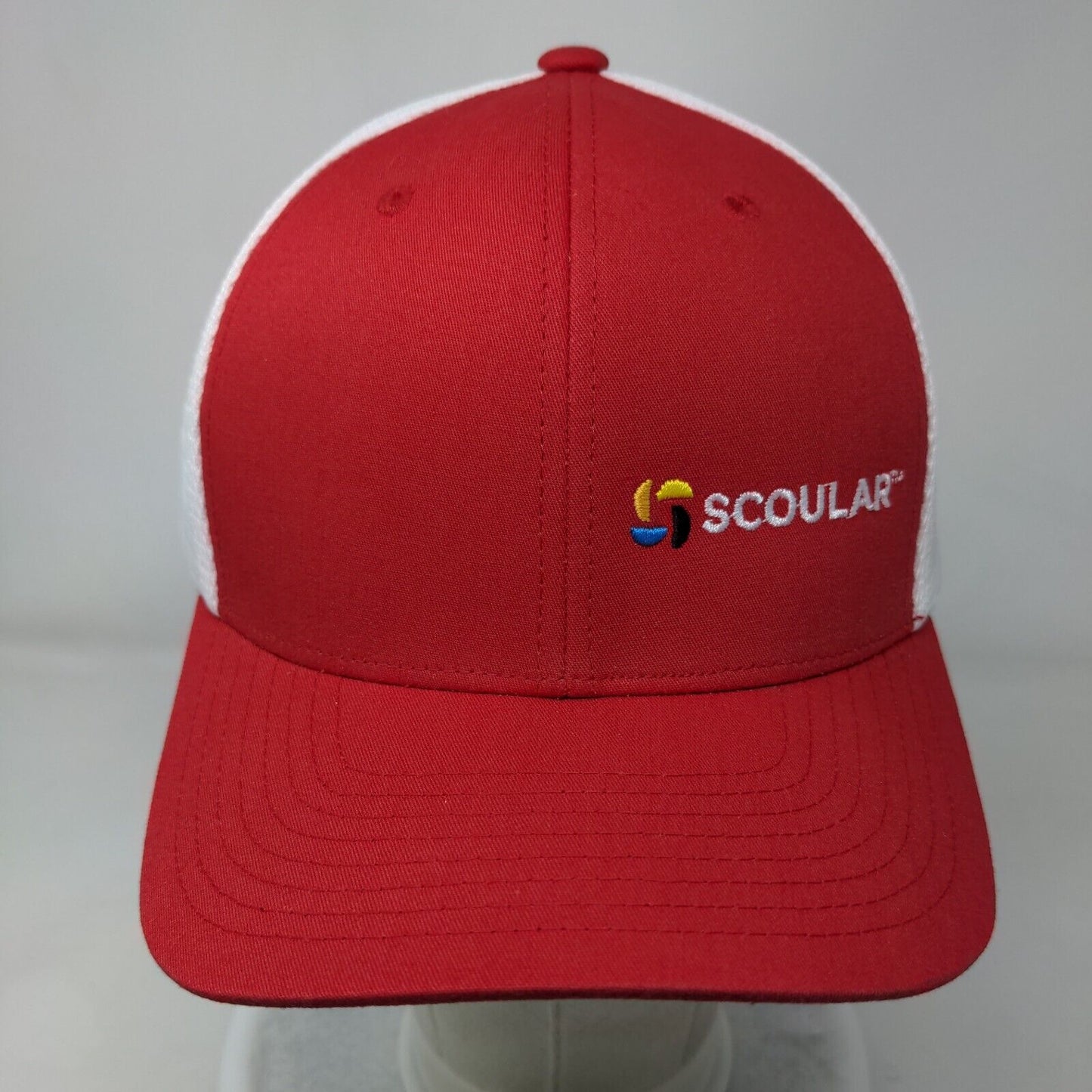 Scoular Snapback Mesh Back Trucker Hat Red One Size Colorblock Flexfit