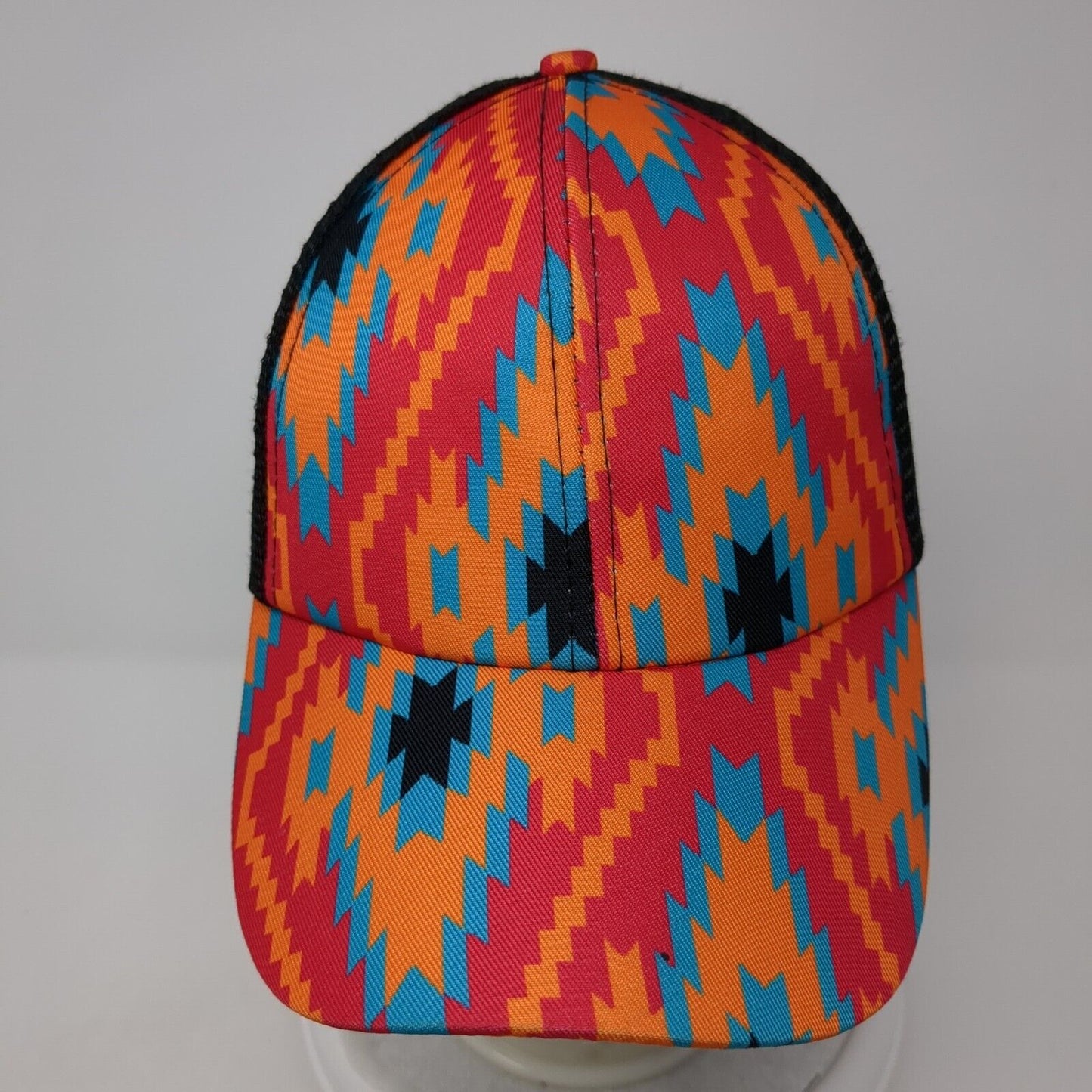 Unbranded Snapback Ponytail Trucker Hat Multicolor OS Mesh Back Aztec Print