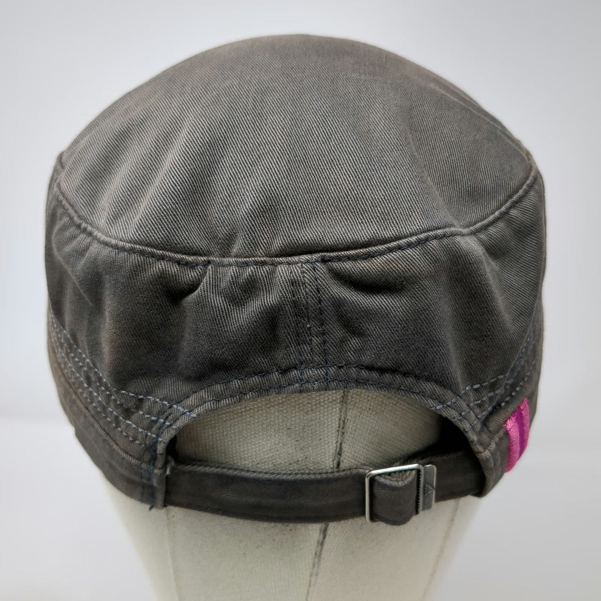 Adidas Army Cap Gray One Size Slideback Plaid Lining Pink Logo Adjustable Hat